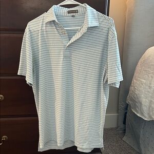Peter Millar Navy and White Striped Polo Shirt